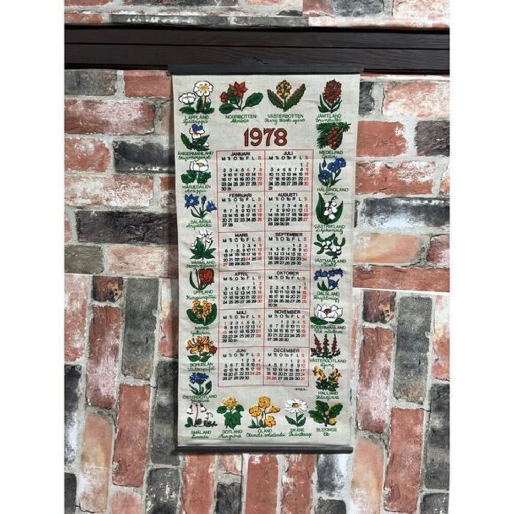1978 Vintage linen wildflower Calander‎